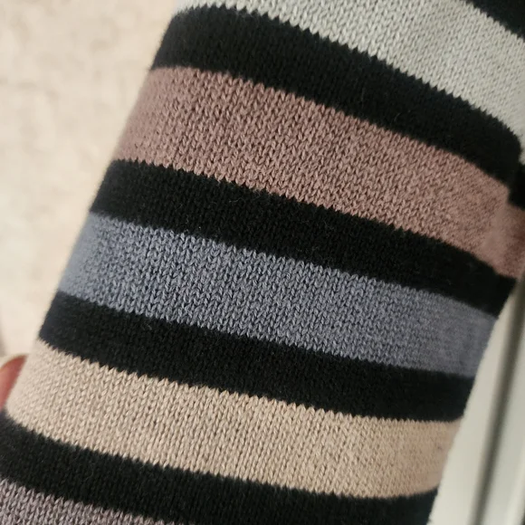 Bob Mackie Black Button Front Cardigan with Multicolor Trim - Picture 5 of 9